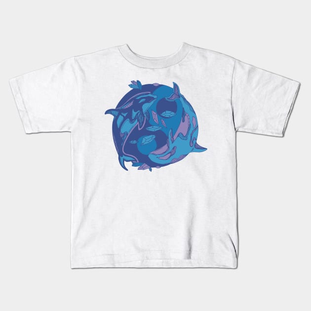 Mountain Blue Balanced Orca Whales Kids T-Shirt by kenallouis